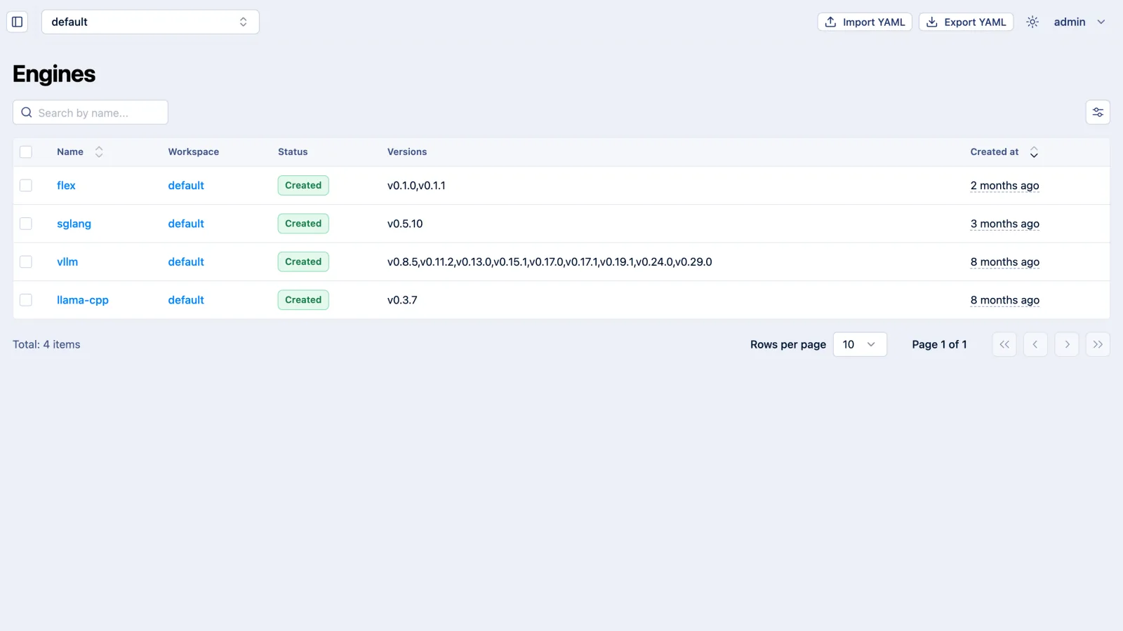 Inference engine and version list view